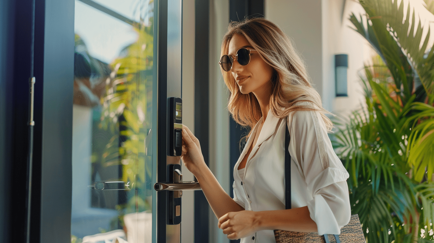 woman-opens-door-luxury-access-control