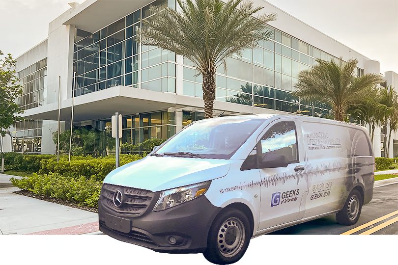 Geeks of Technology service vehicle in Fort Lauderdale corporate class a office