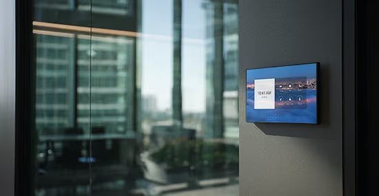 Minimalist touch panel with UC Zoom rooms, corporate space in Fort Lauderdale