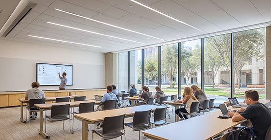 Teacher presenting with automated camera tracking