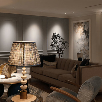 Living room with crestron lighting control