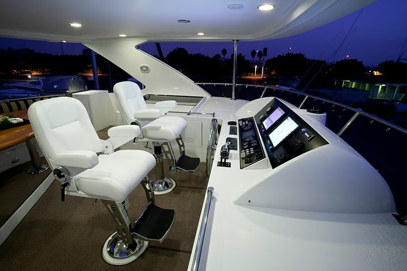 Integrated yacht crestron automation control panel at the bridge deck.